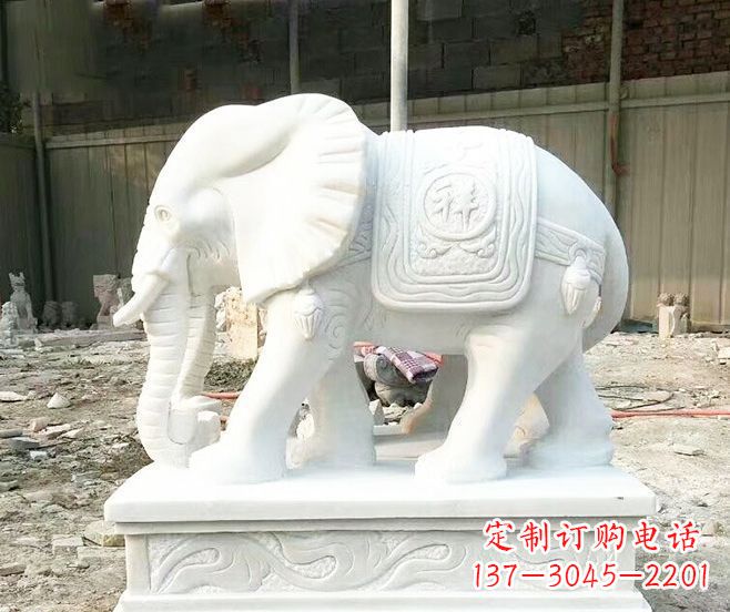 辽宁招财动物汉白玉大象石雕 (3)