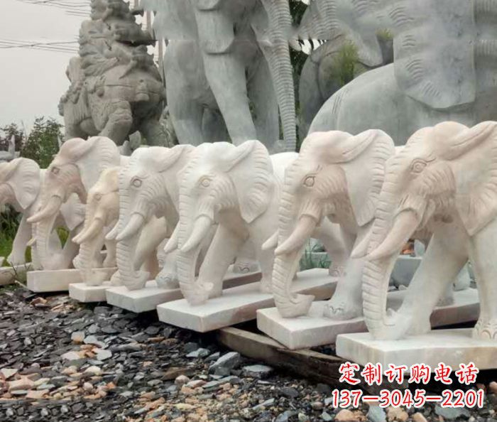 辽宁招财晚霞红大象石雕 (3)