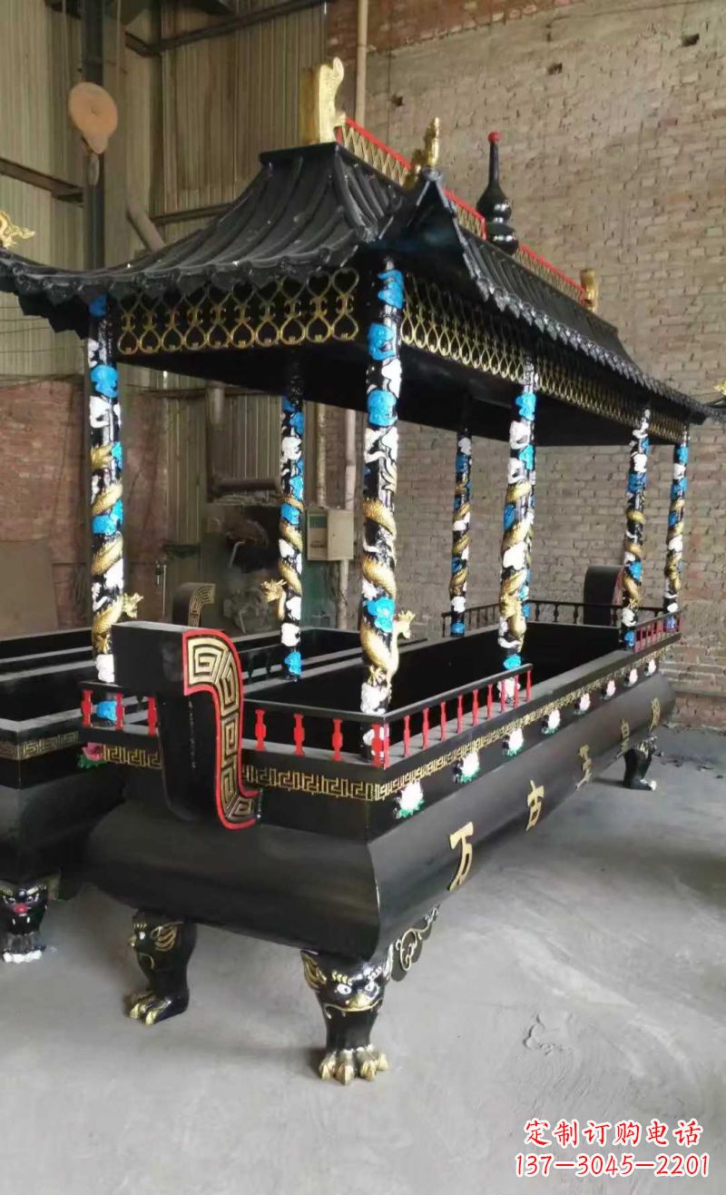 辽宁宗教庙宇方形香炉铜雕