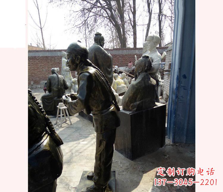 辽宁作揖的店小二铜雕